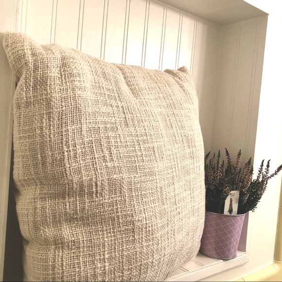 Soft Tan Textured Throw Pillow neutral accent pillow - Picture 8 of 10